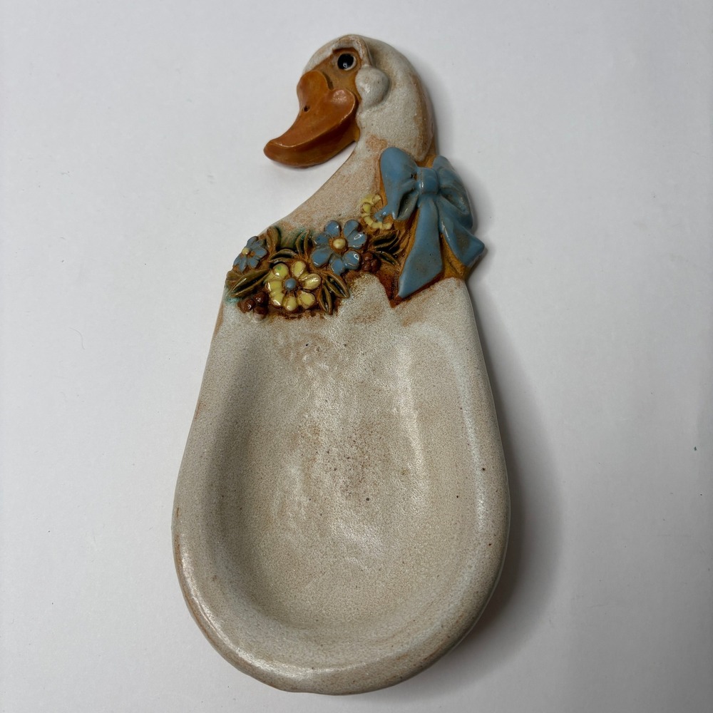 Vintage Ceramic Goose Spoon Rest Wall Hanging Cottage Core Kitschy Unique Gift